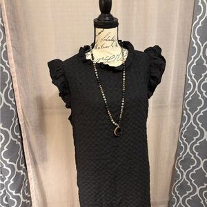 Black Textured Sleeveless Dress